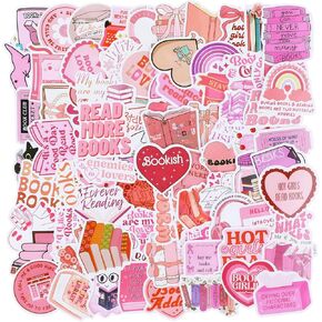 Bewudy 123 PCS Pink Bookish Stickers, Book Stickers for Kindle, Booktok Pink Reading Stickers, Aesthetic Kindle Stickers Bookish Gifts for Adult, Book Lover, Water Bottle, Kindle Case