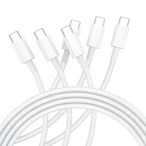 RPQ USB-C New Nylon Charge Cable 6ft 3pack 60W (3A) for iPhone 15/15 Pro/15 Plus/15 Pro Max, iPad Mini 6/ Pro 2021, iPad Air 4, MacBook Pro Samsung Galaxy S23,Switch(3pack 6ft)