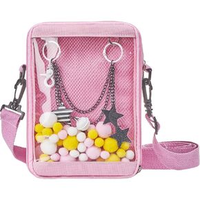 KOOIJNKO Ita Bag Small Clear Crossbody Bag Mini DIY Transparent Shoulder Messenger Bag