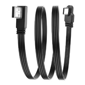 90 Degree USB to USB C Adapter Cable 1FT Flat Type C to USB 2.0 Charger Cable Right Angle USB A Male to Down Angle USB Type C Male Connector Adapter Charge and Data Sync 50CM/1.64FT