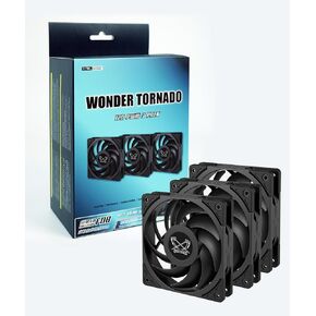 Scythe Wonder Tornado 120 PWN High-Performance Computer Case Fan,120mm x 25mm, Fluid Dynamic Bearing, 4-Pin Connector (2000RPM Black, 1)
