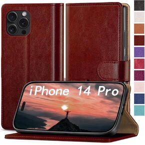 for iPhone 14 Pro 6.1" Phone case[RFID Blocking Leather],[3 Credit Card Slot] Flip Folio Book Shockproof Protector,Holder Stand Cases,Women Men for Apple 14 Pro Wallet Cover,Rose Gold