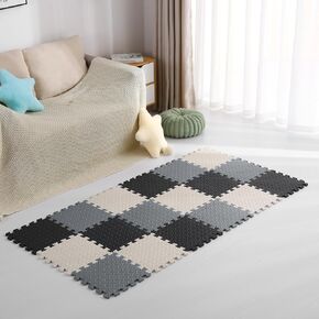 Coolcandy 16 Tiles Baby Play Mat, 0.4 Inch EVA Interlocking Floor Mats, Solid Colored Foam Puzzle Floor Mat Foam Mats for 47 * 47 inch playpen(Pink/Purple/Gray Blue)