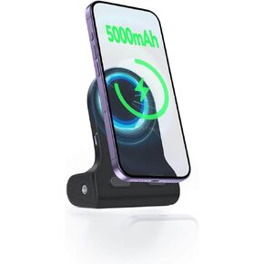 vimitty Magnetic Phone Stand with 5,000mAh Battery Charging Stand Desk Portable Charger and Portable Phone Holder with Shooting Grip Handle for iPhone Cellphones