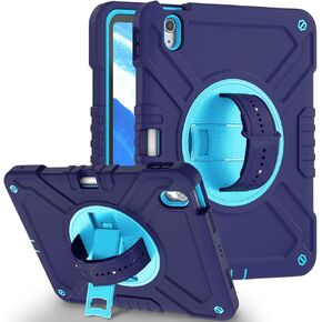 Lontect for iPad Air 6th 11 Inch Case M2 2024,iPad Air 5th/4th Generation 10.9 Inch Case (2022/2020),Sturdy Heavy Duty Hybrid Protective Cover with Pencil Holder&Rotable Stand,Light Purple