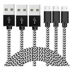 10FT 3Pack Micro USB Cable PS4 Controller Charger Cable, Micro USB Cable Nylon Braided for Galaxy S7 Edge Sony Playstaion 4,PS4 Slim/Pro,Dualshock 4,Xbox One/One X,for Kindle
