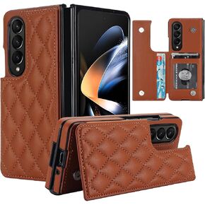 XIZYO for Samsung Galaxy Z Fold 3 Case, for Z Fold 3 Wallet Case with Card Holder Slot Kickstand Cute Aesthetic Leather Flip Case for Women Men Shockproof Protective Bumper Cover, Black in Saudi Arabia
