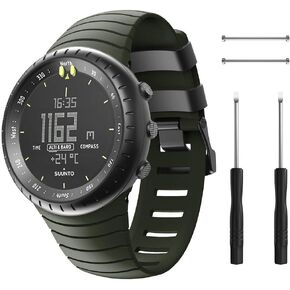 NotoCity for Suunto Core Band, Rubber Accessory Strap Wrist Sport Strap Replacement Bands with Metal Clasp Compatible with Suunto Core Smartwatch (army green, black buckle)