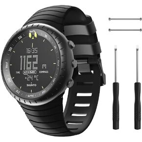 NotoCity for Suunto Core Band، حزام إكسسوارات مطاطي لحزام المعصم الرياضي مع مشبك معدني متوافق مع ساعة Suunto Core الذكية (أخضر عسكري، مشبك أسود)