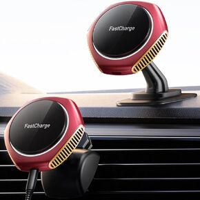 for MagSafe Car Mount Charger, 15W Zinc Alloy Fast Charging Magnetic Wireless Car Charger Phone Holders for Your Car Fits for iPhone 15 Pro Max Plus 14 13 12 Mini MagSafe Case - Red