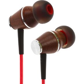 Symphonized XTC 2.0 Earbuds with Mic, Premium Genuine Wood Stereo Earphones, Hand-Made in-Ear Noise-isolating Headphones with Tangle-Free Innovative Shield Technology Cable (Lava Red)
