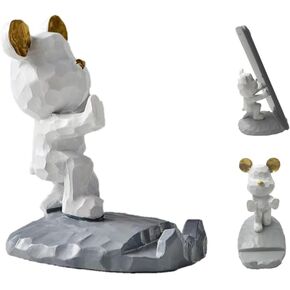 HoneyBear Resin Artistic Phone Stand Charming for Boys and Girls, Dorm Room Essential, Universally Compatible with iPhone, iPad, and More Phones (Green Kicking)