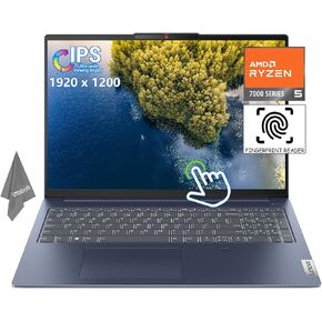 Lenovo IdeaPad 5 Slim Laptop - 16.0" (1920 x 1200) IPS Touchscreen - AMD Ryzen 5 7530U - 16GB Memory - 1TB PCIe SSD - Windows 11 - FHD Webcam - Fingerprint - W/Cloth
