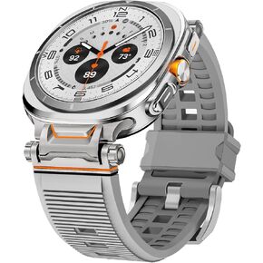 Band Compatible with Samsung Galaxy Watch Ultra 47mm for Men, Silicone Rubber Rugged Bands Durable Armor Design for Galaxy Watch Ultra Sport Strap with Stainless Steel Adapter