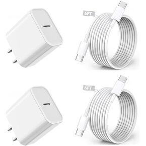 iPhone 16 15 Charger Fast Charging,6FT Type C to USB C Cable Cord,20W USB C Charging Block for Apple iPhone 16/16 Plus/iPhone 15 Plus/15 Pro Max,iPad Pro 12.9/11 inch/Air/Mini,Wall Plug Power Adapter