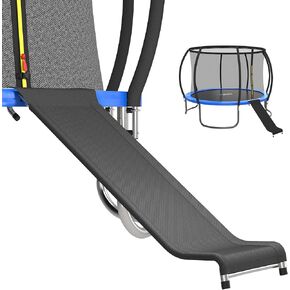 Ergonomic Trampoline Slide with Buffer Region, Universal Trampoline Slide for Children Kids, Outdoor Trampoline Slide Attachment, Heavy Duty Steel, Frame, Easy to Assemble, Black