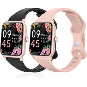 2 Pack Slim Watch Bands Compatible with Woneligo/Fitpolo Smart Watch IDW13,Soft Silicone Sport Strap Replacement Wristband for FITVII H56/TOOBUR/ENOMIR/MILOUZ/Tensky IDW19 Watch for Women Men