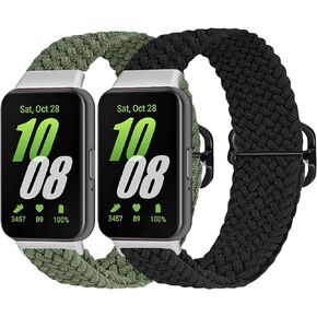 2 Pack Nylon Bands for Samsung Galaxy Fit 3 Watch Band,Adjustable Soft Breathable Sport Nylon Straps Compatible with Galaxy Fit 3 Women Men