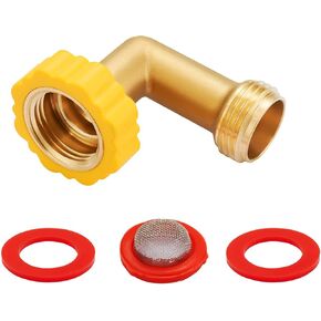 2 Pack Lead-Free Brass 90 Degree Hose Saver Hose Elbow Fitting Quick Swivel Connect Adapter Thread Size 3/4" Connector
