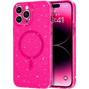 BENTOBEN for iPhone 14 Pro Max Case, Phone Case iPhone14 Pro Max Magnetic Case Compatible with MagSafe Glitter Sparkle Shockproof Anti-Scratch Protective Case for iPhone 14 Pro Max 6.7’’ Hot Pink