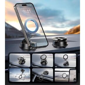 Universal Car Phone Mount for MagSafe, Magnetic Dashboard, Windshield, and Vent Holder, Strong Suction, Easy to Relocate, Must-Have for Car Rentals, Best Accessories for iPhone 16/15/14/13/12 Pro Max