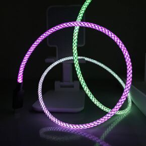 3.3ft Type C Cable Led Light Up Charging Cable 7 Colors RGB Gradual Changing Shining 66W 5A QC3.0 Fast Charger Cord for Galaxy Note 20 Ultra/Note 10/S20/S10/S8 Plus/Note 9