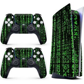 HK Studio Matrix Art Decal Sticker Skin Specific Cover for Both PS5 Disc Edition and Digital Edition - Waterproof, No Bubble, Including 2 Controller Skins and Console Skin