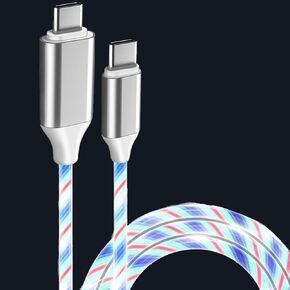 USB C to USB C Cable Fast Charging Cable 6.6FT 60W/3A LED Type C Charger Cable Light up Type C to Type C Charger Cord for iPhone 15 Series,MacBook Air,iPad Pro,Pixel,Samsung Galaxy S23/S24(Green)