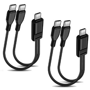 USB C to USB C Splitter Cable, 2 in 1 Dual Type C Power Supply Cord, Short USB C Cable for S23/S22/S20,IP15/16,Cell Phones Tablets and More-Black (2PCS/0.2M)
