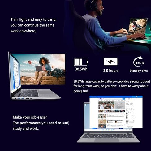 أجهزة الكمبيوتر المحمولة 12th N95 4C 4T Max 3.4Ghz 12GB LPDDR5 4800MHz 512GB NVNE SSD 15.6 بوصة Full HD IPS/HDMI/WIFI 5/BT-5.0/وظيفة كاملة TYPE-C PD/USB 3.2/مصادقة بصمات الأصابع/كاميرا مدمجة in Saudi Arabia