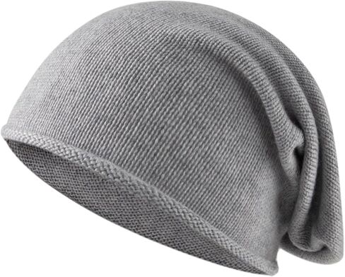 Cashmere Wool Blend Slouchy Roll-Edge Beanie Hat for Women & Men, Winter Warm Soft Unisex Skull Cap Hat in Kuwait