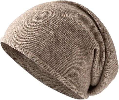 Cashmere Wool Blend Slouchy Roll-Edge Beanie Hat for Women & Men, Winter Warm Soft Unisex Skull Cap Hat in Saudi Arabia