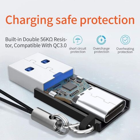 Tianle USB 3.1 to USB C Adapter, USB C Female to USB A 3.1 Gen 2 Male Converter Support Double Sided 10Gbps Charging & Data Transfer Compatible with iPhone, iPad,Galaxy, Black in Saudi Arabia