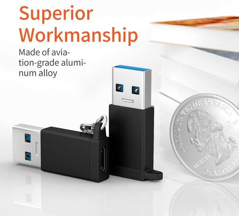 Tianle USB 3.1 to USB C Adapter, USB C Female to USB A 3.1 Gen 2 Male Converter Support Double Sided 10Gbps Charging & Data Transfer Compatible with iPhone, iPad,Galaxy, Black in Saudi Arabia