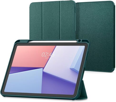 حافظة Spigen Urban Fit مصممة لجهاز iPad Air 11 بوصة M2 (2024)، حافظة الجيل الخامس/الرابع مقاس 10.9 بوصة (2022/2020) مع حامل أقلام - أخضر منتصف الليل in Kuwait