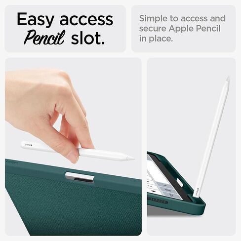 حافظة Spigen Urban Fit مصممة لجهاز iPad Air 11 بوصة M2 (2024)، حافظة الجيل الخامس/الرابع مقاس 10.9 بوصة (2022/2020) مع حامل أقلام - أخضر منتصف الليل in Kuwait