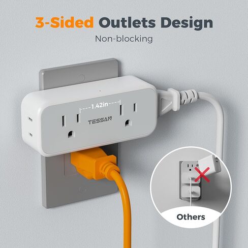 شاحن حائط USB C، موسع منفذ محول قابس USB، محور USB TESSAN 3 (منفذ USB C واحد)، محطة شحن متعددة للسفر، المنزل، المكتب، أساسيات السكن البحري in Kuwait