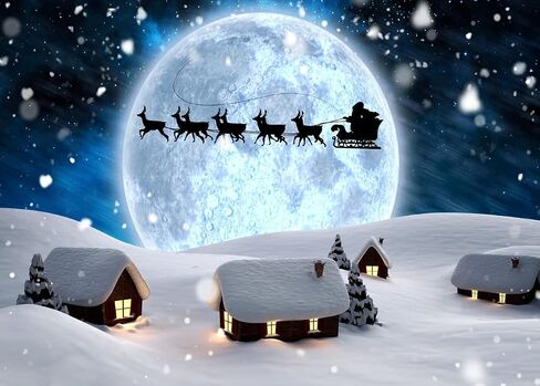 LYCGS 7X5FT Snowy Christmas Backdrop Winter Christmas Backdrops for Photography Dream Wonderland Snow Moon Hut Santa Claus Reindeer Starry Sky Studio Background Xmas Party Decorations Banner X-72 in Saudi Arabia