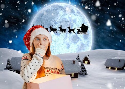 LYCGS 7X5FT Snowy Christmas Backdrop Winter Christmas Backdrops for Photography Dream Wonderland Snow Moon Hut Santa Claus Reindeer Starry Sky Studio Background Xmas Party Decorations Banner X-72 in Saudi Arabia
