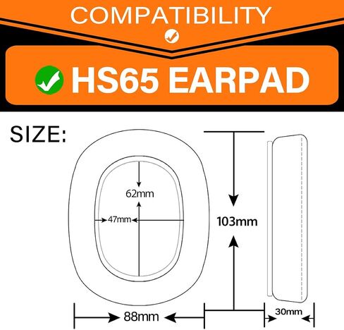HS65 Ear Pads - TRANSTEK Replacement Ear Cushion Compatible with HS65 Headset, Soft I Comfortable I Thicker Memory Foam (Cooling Gel Mesh) in Kuwait