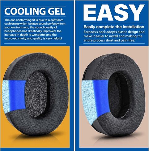 HS65 Ear Pads - TRANSTEK Replacement Ear Cushion Compatible with HS65 Headset, Soft I Comfortable I Thicker Memory Foam (Cooling Gel Mesh) in Kuwait