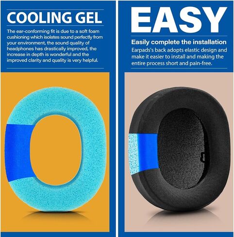 HS65 Ear Pads - TRANSTEK Replacement Ear Cushion Compatible with HS65 Headset, Soft I Comfortable I Thicker Memory Foam (Cooling Gel Mesh) in Kuwait