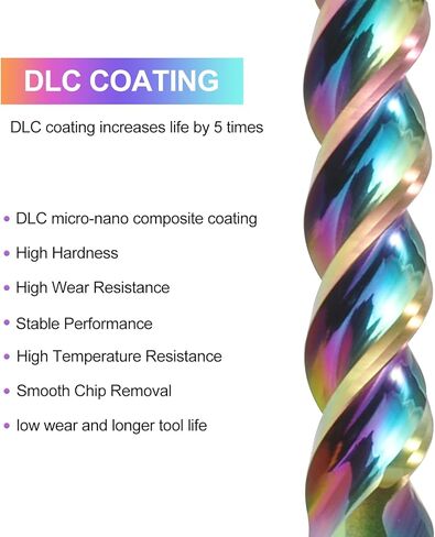 مطحنة نهاية أنف مربعة 1/8 بوصة للألمنيوم - لقم توجيه حلزونية CNC ذات 3 قطع طحن من الكربيد الصلب مع طلاء DLC، لقم CNC بتصميم على شكل حرف U لتطبيقات الألومنيوم قطر قطع 12 مم (10 قطع) in Kuwait