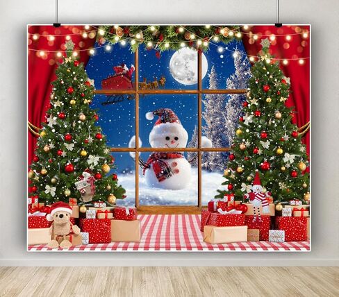 عيد الميلاد خلفية 10x8ft شجرة عيد الميلاد ثلج الديكور الشتاء نافذة المشهد ليلة خلفية عيد الميلاد السنة الجديدة حزب زينة خلفية الصورة بوث الدعائم in Kuwait
