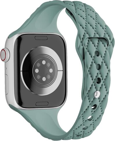 أربطة سيليكون رفيعة رفيعة لساعة Apple Watch Band 40 مم 42 مم 41 مم 38 مم 46 مم 45 مم 44 مم للنساء/الرجال، حزام رياضي بتصميم مربعات رفيعة ضيقة لسلسلة iWatch 10 9 8 7 6 5 4 3 SE Ultra/2 49 مم in Kuwait