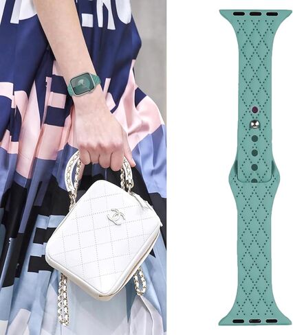 أربطة سيليكون رفيعة رفيعة لساعة Apple Watch Band 40 مم 42 مم 41 مم 38 مم 46 مم 45 مم 44 مم للنساء/الرجال، حزام رياضي بتصميم مربعات رفيعة ضيقة لسلسلة iWatch 10 9 8 7 6 5 4 3 SE Ultra/2 49 مم in Kuwait