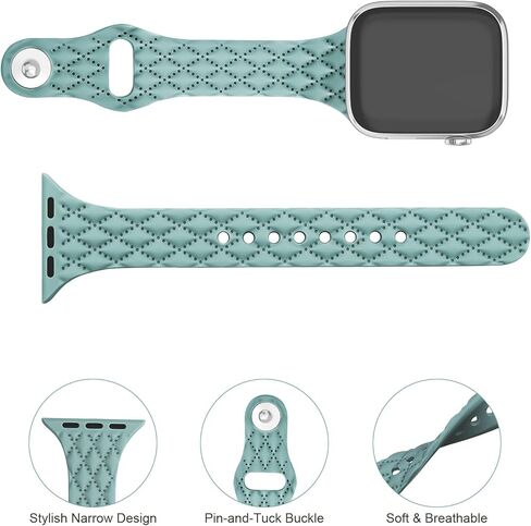 أربطة سيليكون رفيعة رفيعة لساعة Apple Watch Band 40 مم 42 مم 41 مم 38 مم 46 مم 45 مم 44 مم للنساء/الرجال، حزام رياضي بتصميم مربعات رفيعة ضيقة لسلسلة iWatch 10 9 8 7 6 5 4 3 SE Ultra/2 49 مم in Kuwait