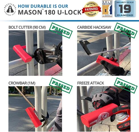 Seatylock Mason Bike U Lock - Patented Heavy Duty Anti Theft Diamond Secure ULock - Ultra Security Bicycle Safety Tool with Keys for City Electric or Mountain Bikes and Scooters (5.5 Inch) in Saudi Arabia