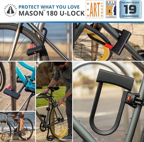 Seatylock Mason Bike U Lock - Patented Heavy Duty Anti Theft Diamond Secure ULock - Ultra Security Bicycle Safety Tool with Keys for City Electric or Mountain Bikes and Scooters (5.5 Inch) in Saudi Arabia