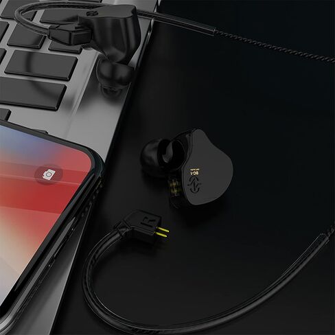CCZ Coffee Bean Musician Headphones Wired, Keephifi 10mm Dual Magnetic Circuit DD in Ear Monitor,Noise Cancelling Earbuds Detachable Cable Headset, in Ear for Singers Drummers Church (Black with mic) in Saudi Arabia